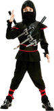 Mom funcompany ninja asassin kostuum kind zwart rood - 5-6 jaar (116cm)
