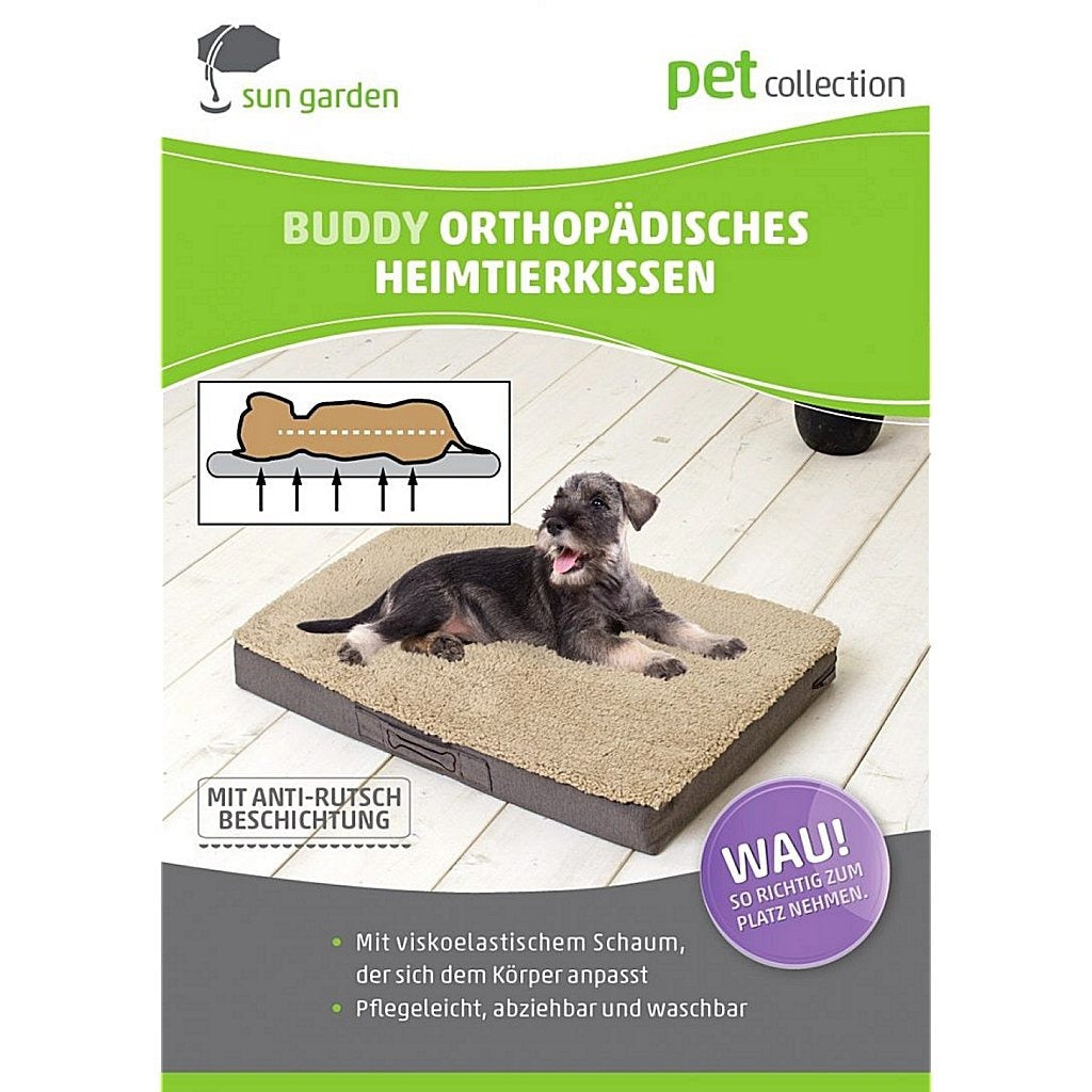 Sun garden buddy orthopedisch hondenkussen 72x50x8cm lichtgrijs gemeleerd