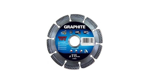 Graphite diamantschijf 115x22x8,0x2,2mm, segment type x, gelaserd, harde materialen mpa en13236