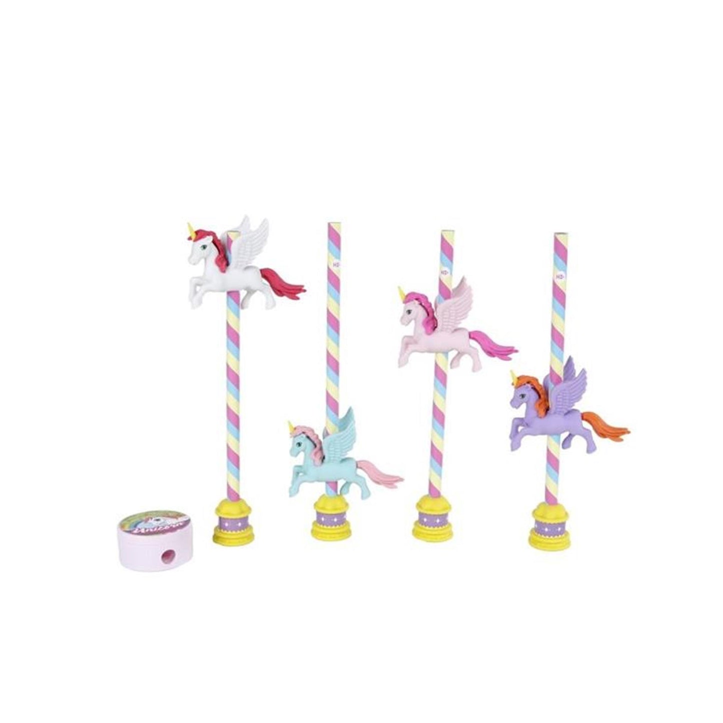 matite unicorno con gomma a gomito e matita