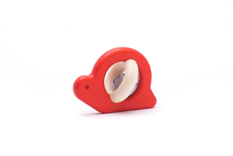 Sonajero bajo de madera caracol rojo. 9x7x7c