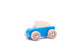 Coche bajo de madera con retroceso color azul. 8,7x5,7