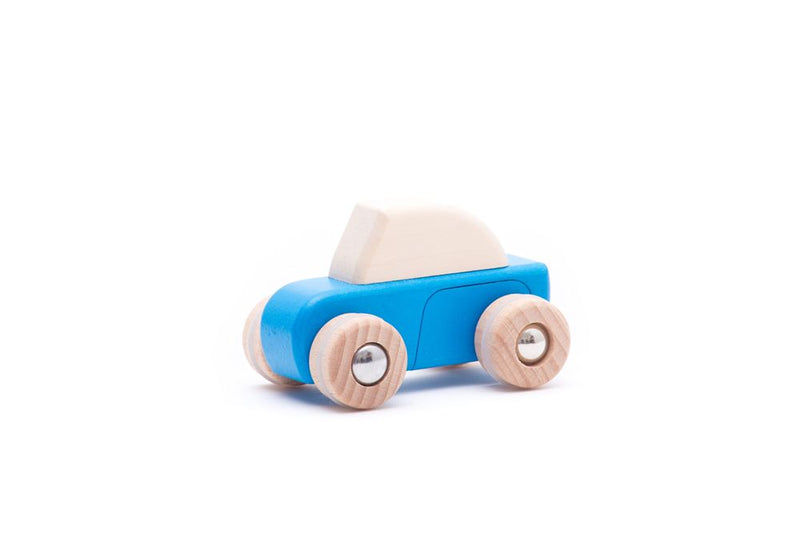 Bajo carrozza pullback in legno blu. 8,7x5,7