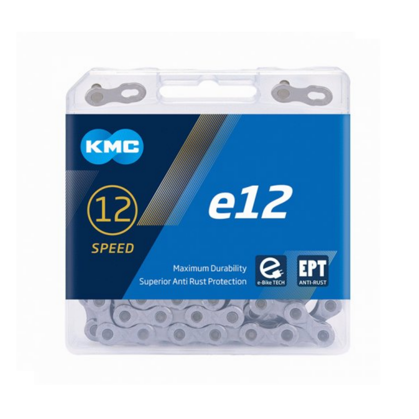 KMC E12 EPT Catena di biciclette 130 Link d'argento