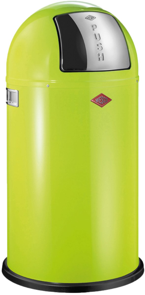 Wesco pushboy prullenbak | 50 liter | metaal - limoengroen | vuilnisbak - made in germany