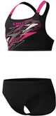 Costume da bagno sportivo per ragazze in 2 pezzi con logo medley Speedo - nero rosa