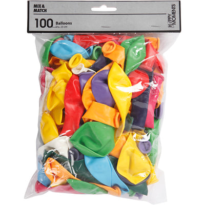 Globos de la empresa Creativ, redondos, d 23 cm, varios colores, 100 piezas 1 caja