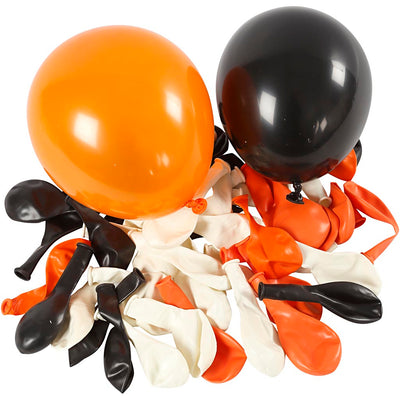 Globos de la empresa Creativ, redondos, d 23-26 cm, negro, naranja, blanco, 100 piezas 1 caja