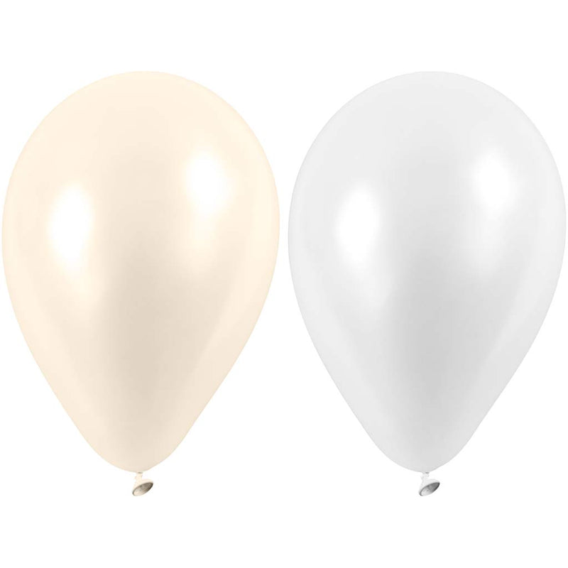 Globos Creativ Company, redondos, d 23 cm, blanco, nácar, 10 piezas 1 caja