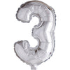 Palloncino foil Creative Company, 3, h: 41 cm, argento, 1 pezzo