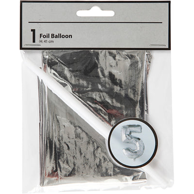 Palloncino foil Creative Company, 5, h: 41 cm, argento, 1 pezzo
