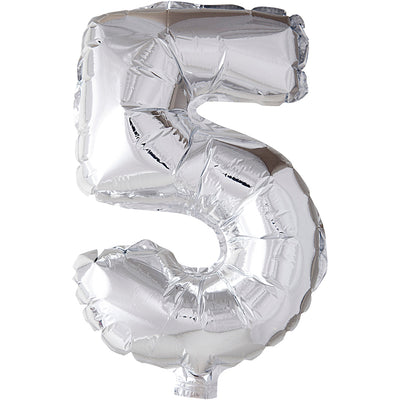 Palloncino foil Creative Company, 5, h: 41 cm, argento, 1 pezzo