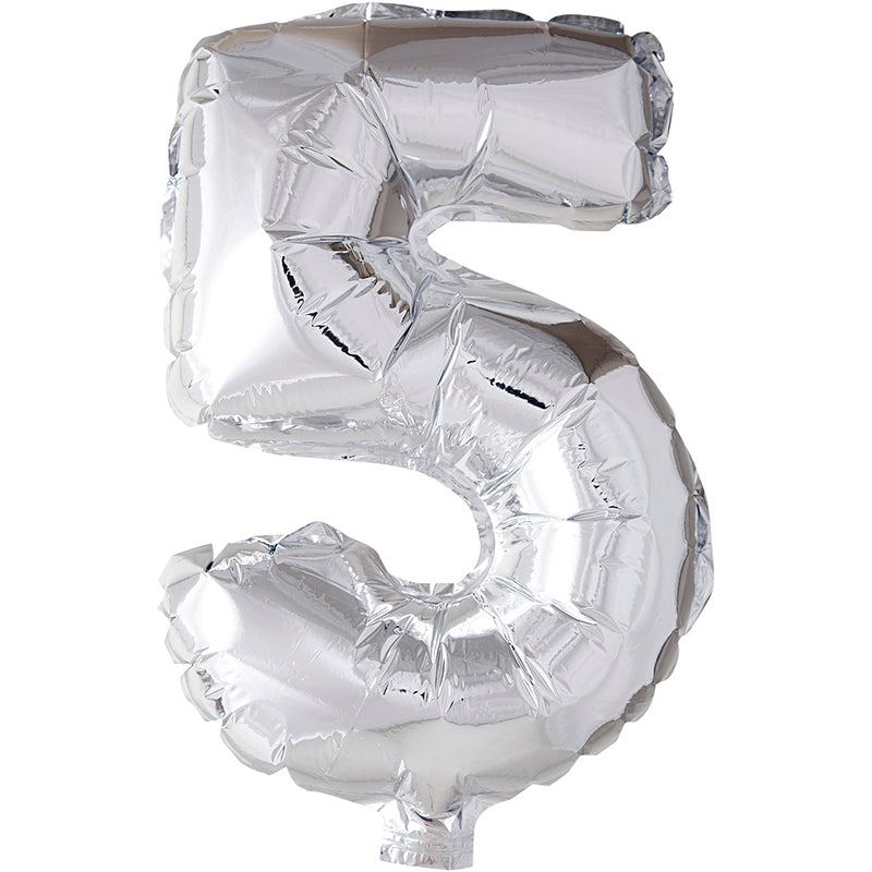 Palloncino foil Creative Company, 5, h: 41 cm, argento, 1 pezzo