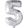 Palloncino foil Creative Company, 5, h: 41 cm, argento, 1 pezzo