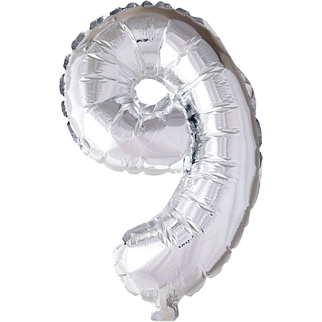 Palloncino foil Creative Company, 9, h: 41 cm, argento, 1 pezzo