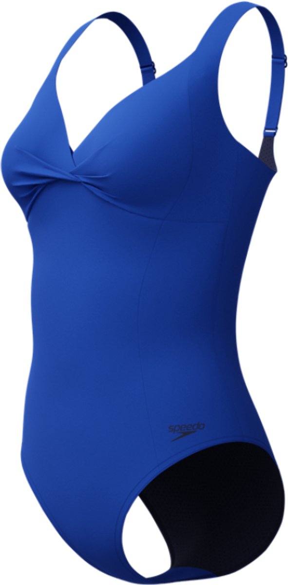 Costume da bagno sportivo intero da donna Speedo modellante con nodo incrociato - blu