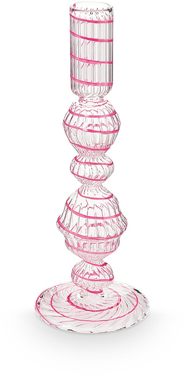 Pip studio - candelabro - accesorios para el hogar - candelabro rosa - remolino de vidrio - 22cm