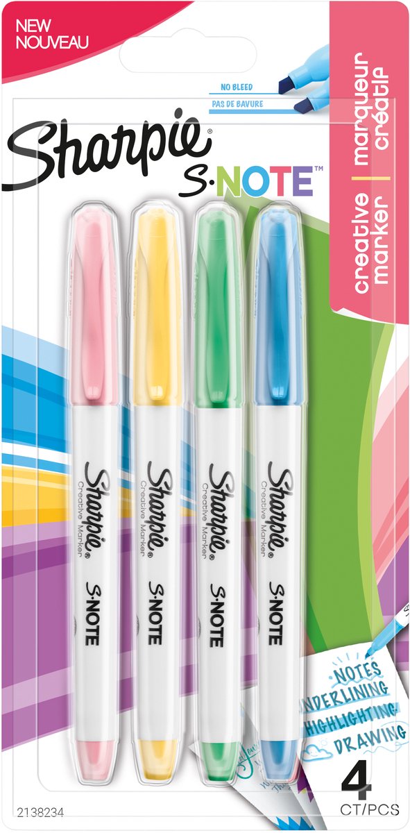 Sharpie tekstmarker s-note beitelpunt kleurenassortiment