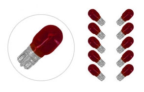 Lampada Tnt 12V 10W T13 Wedge rosso (10 pezzi)