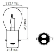 Bosma Lamp 12V-21 5W BAY15D rood - afbeelding 2