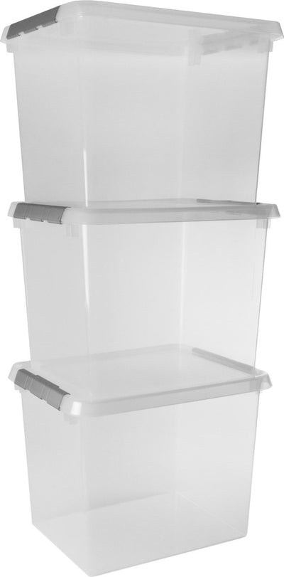 Contenitore Sunware comfort line 52l - set da 3 - 50x40x38 cm - trasparente