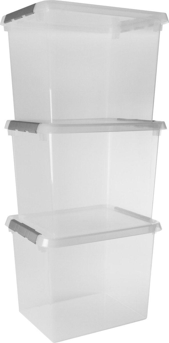 Contenitore Sunware comfort line 52l - set da 3 - 50x40x38 cm - trasparente