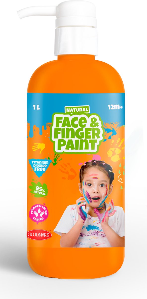 Botella de pintura de dedo de la cara natural de Boti con la bomba de naranja, 1L