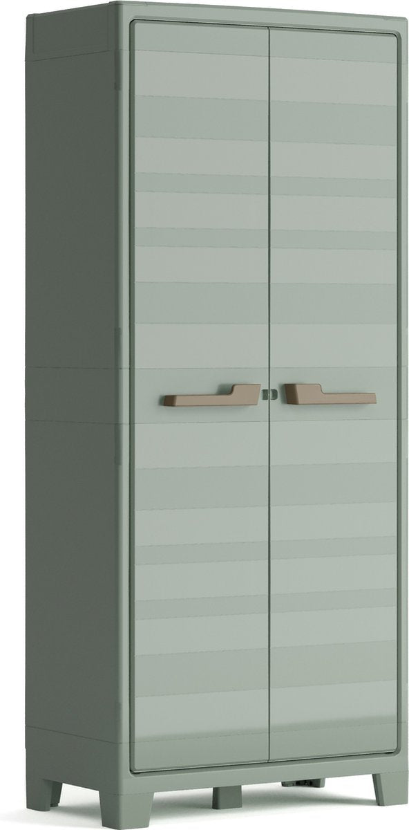 Armario de almacenamiento multiespacio para exterior Keter planet - 44x80x182cm - gris claro -
