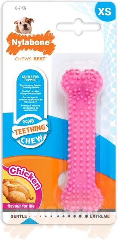 Nylabone cucciolo osso dentale rosa sapore di pollo xs