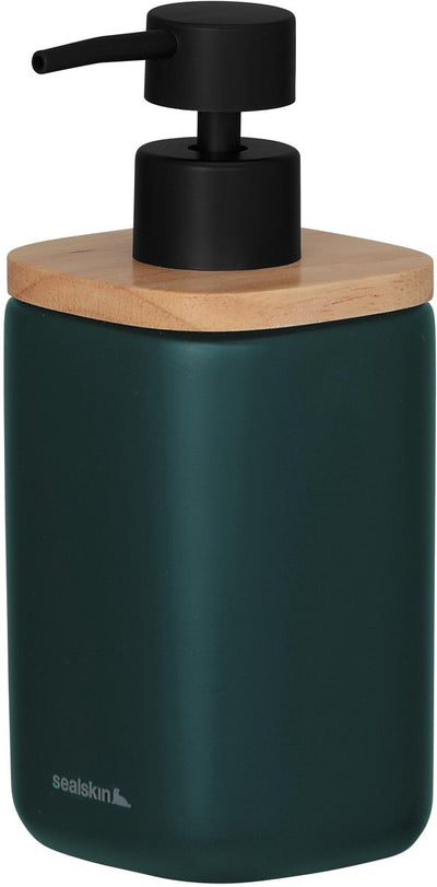 Sealskin mind - soap dispenser 200 ml - freestanding soap pump - FSC - wood look dark green