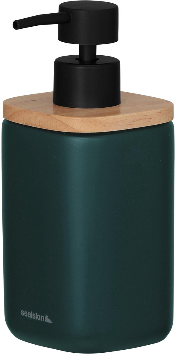 Sealskin mind - dispenser sapone 200 ml - pompa sapone autoportante - FSC - aspetto legno verde scuro