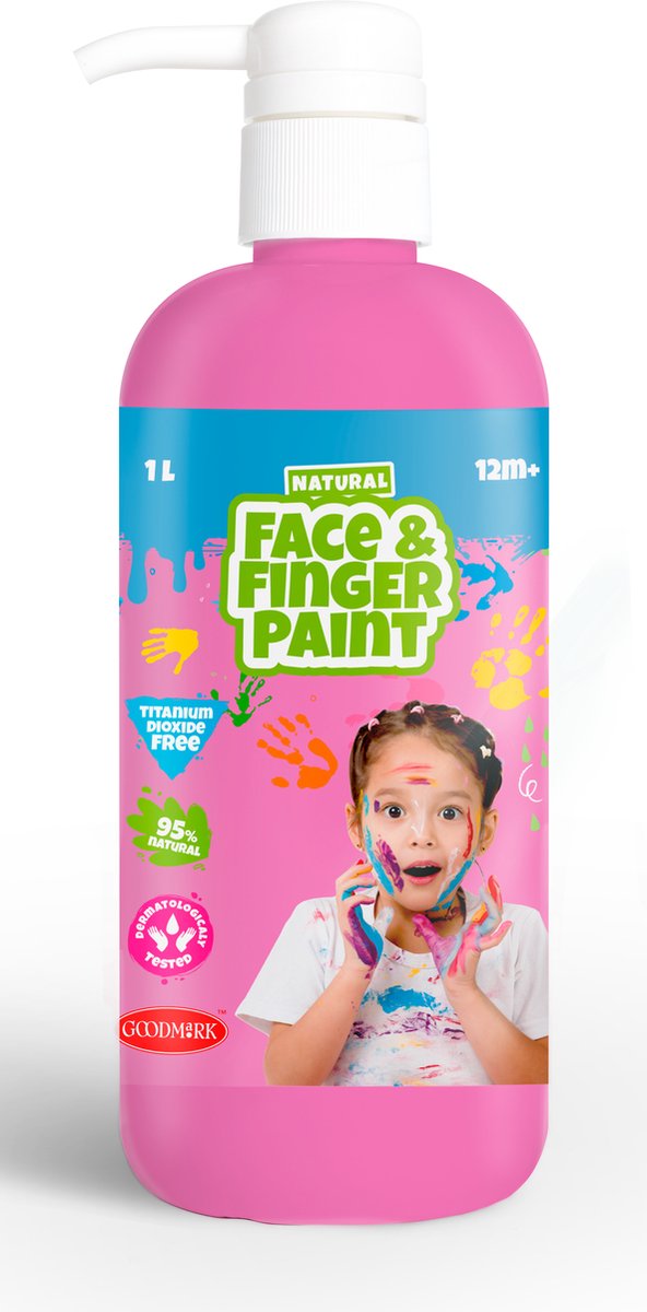 Boti Boti Natural Face Fingerpaint Bottle con pompa rosa, 1L