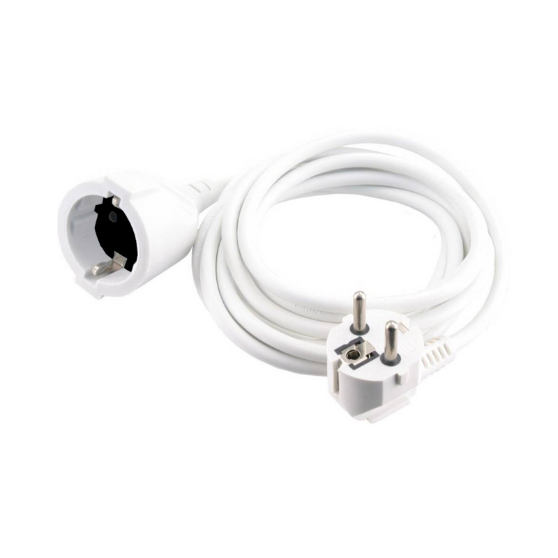 Extension Cord White 5M, con terra (pacchetto sospeso)
