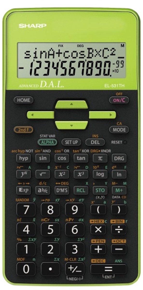 Calculadora científica Sharp - el531thgr - negro verde - 1 pila LR44 - sh-el531thgr