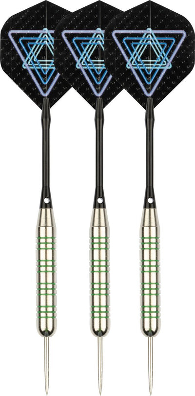 Set freccette Faver completo - aste di ricambio - alpacca - blu nero - 22 grammi