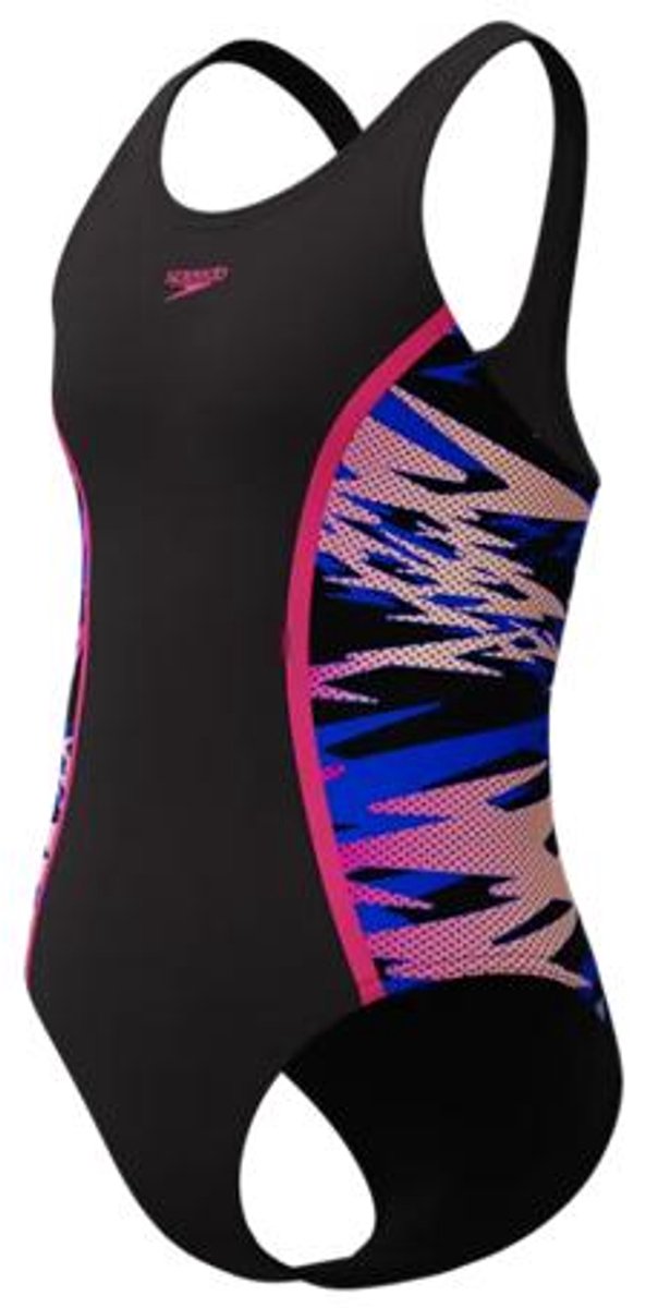Costume da bagno sportivo intero per ragazze Speedo h-boom splice muscleback - nero rosa