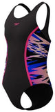 Costume da bagno sportivo intero per ragazze Speedo h-boom splice muscleback - nero rosa