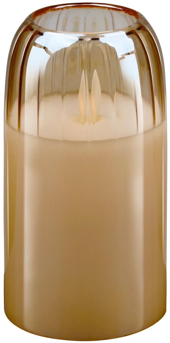 Arti casa led kaars in pot - bewegende vlam - timer 6 uur - 7,5 x 15 cm - beige