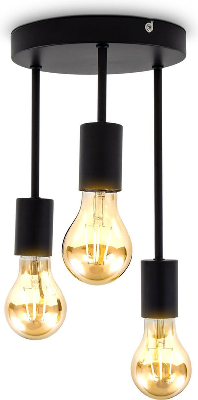 B.K.licht - ceiling spotlights - black surface-mounted spotlights - industrial - metal - ceiling spotlight - E27 fitting - excl. light sources