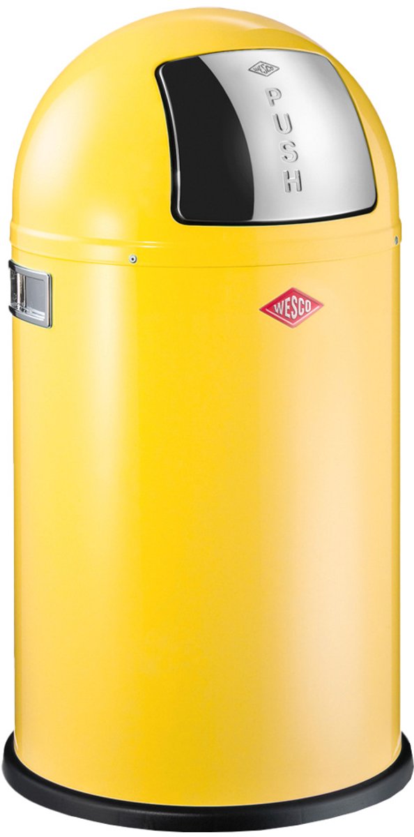 Papelera Wesco Pushboy Junior | 22 litros | metal - amarillo limón | cubo de basura - hecho en alemania