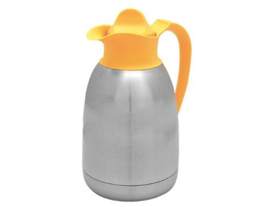 Jarra isotérmica de acero inoxidable Cater-profi con tapón de rosca amarillo 1,5 l