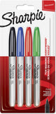 Marcadores permanentes Sharpie | punto fino | tinta negra, azul, roja y verde | 4 piezas