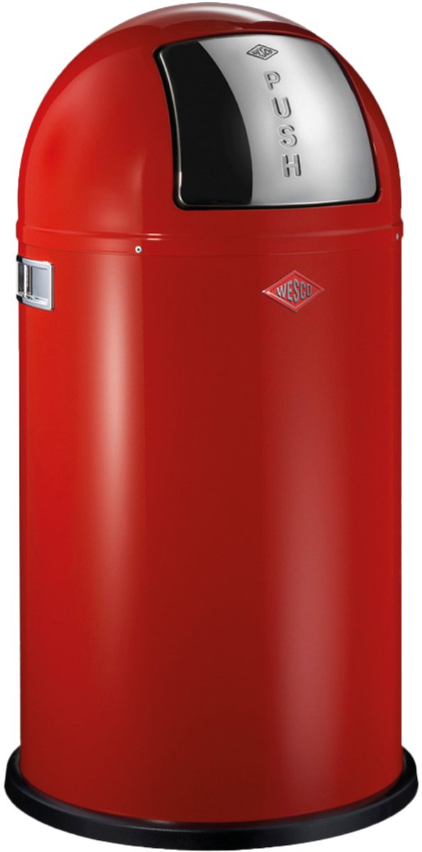 Wesco pushboy prullenbak | 50 liter | metaal - rood | vuilnisbak - made in germany