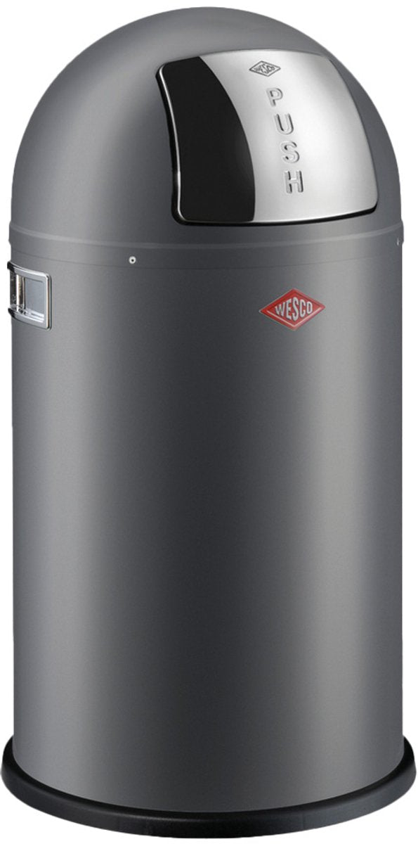 Wesco pushboy junior prullenbak | 22 liter | metaal - mat grafiet | vuilnisbak - made in germany