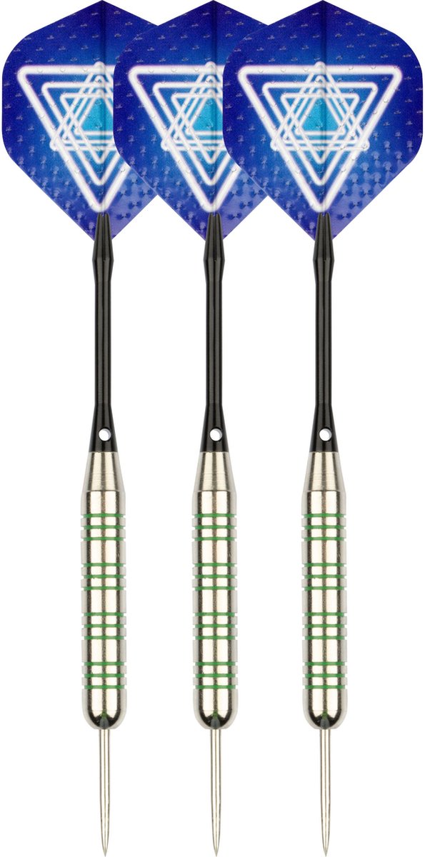Faver dartpijlenset compleet - reserve shafts - nikkel silver - metalic - blauw - 23 gram