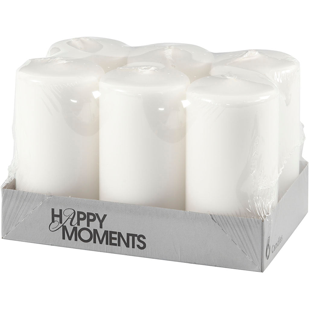 Velas de empresa Creativ, h: 100 mm, d 50 mm, blanco, 6 piezas 1 caja