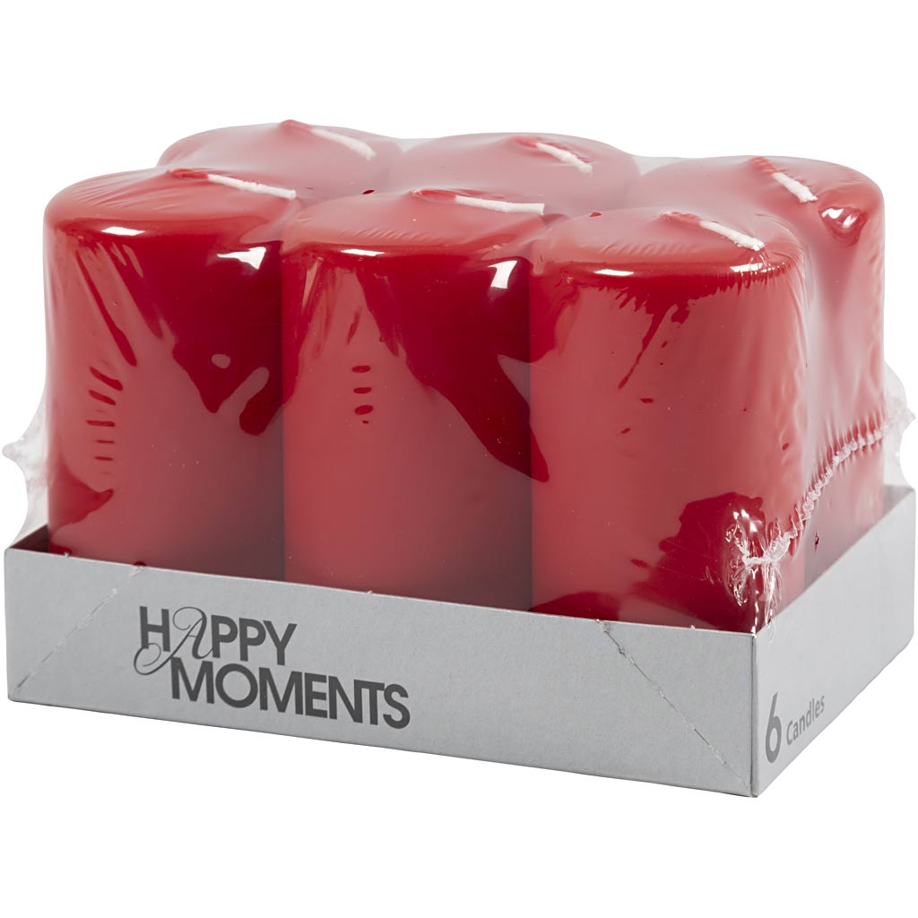 Creativ company candles, h: 100 mm, d 50 mm, red, 6 pieces 1 box