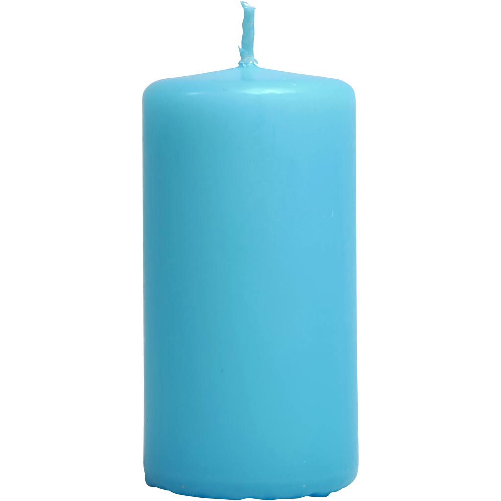 Candele aziendali Creativ, h: 100 mm, d 50 mm, azzurro, 6 pezzi 1 scatola
