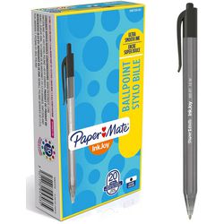 Paper mate inkjoy 100rt-balpennen met drukknop | medium punt (1,0 mm) | zwart | 20 stuks
