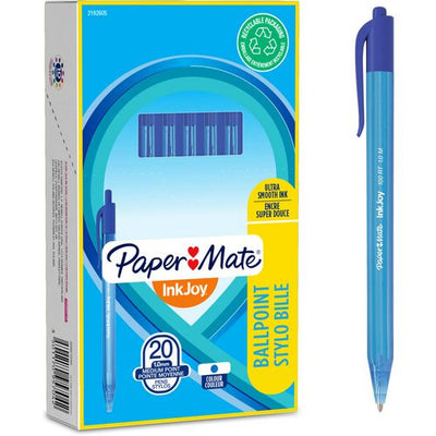 Penna a sfera inkjoy 100rt papermate s0957040 media blu con pulsante